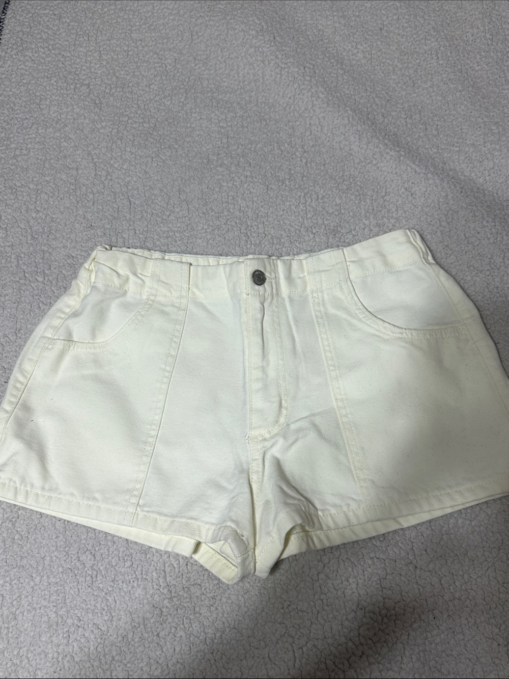 Forever 21 Cream High-Rise Denim Shorts